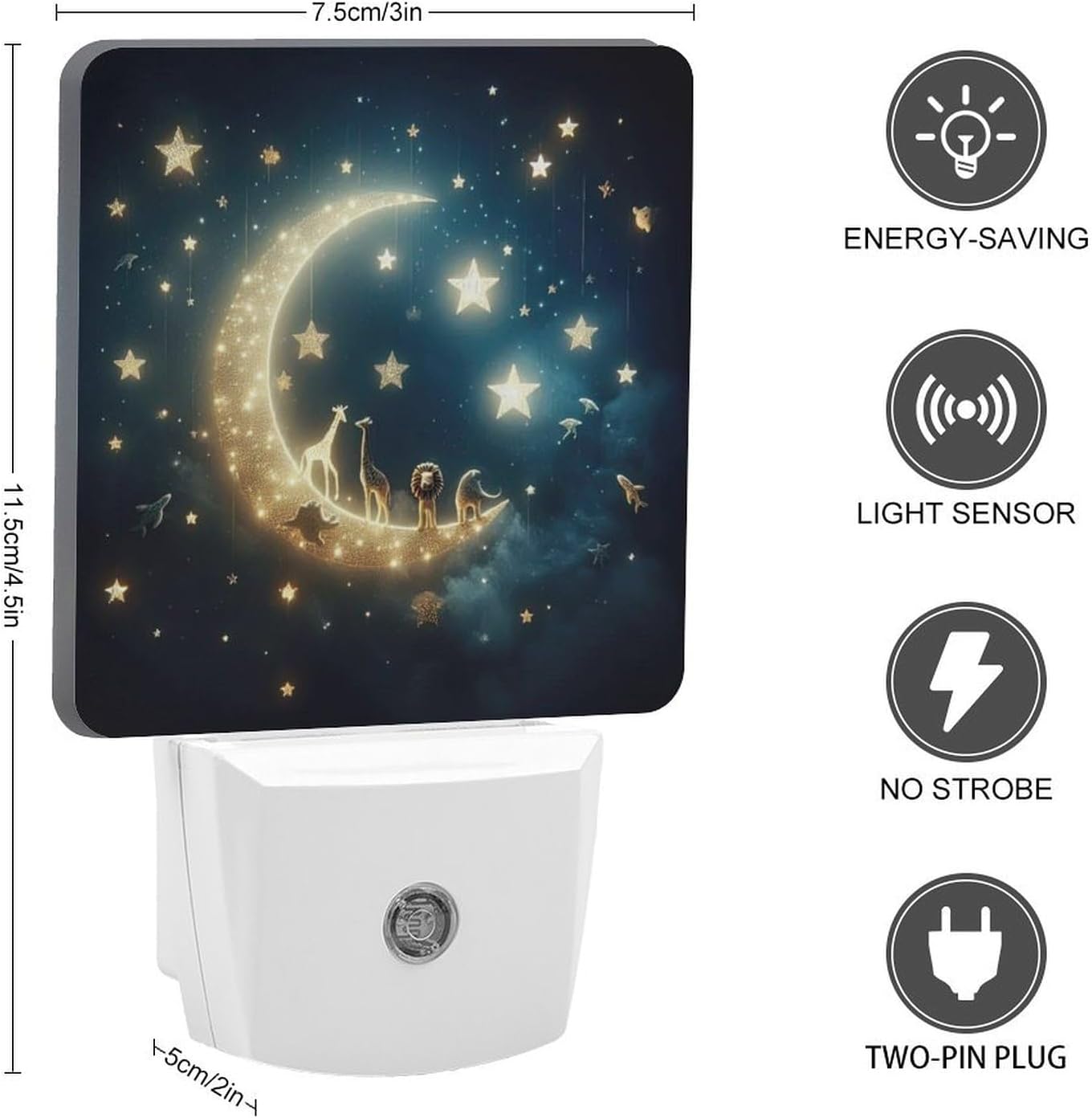 YKJAHSD Moon and Starry Sky Night Light, Plug into Wall Decor Nightlights for Bedroom, Bathroom, Hallway, Kitchen, with Dusk to Dawn…