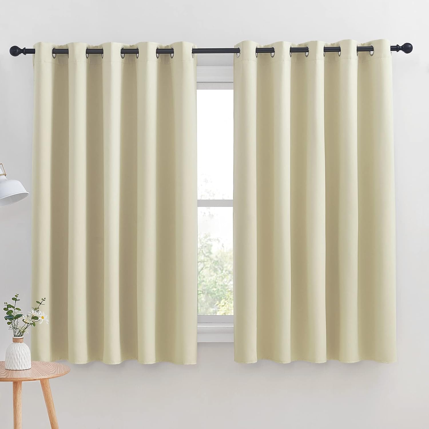 NICETOWN Room Darkening Curtain Panels for Cafe, Thermal Insulated Grommet Room Darkening Draperies/Drapes for Window (Beige, 2 Panels…