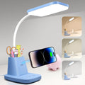 Small Desk Lamp, Blue Desk Lamp with Pen Holder, Wireless Charger LED Desk Lamps for Home Office, 800LM Flexible Arm 3 Modes Dimmable…