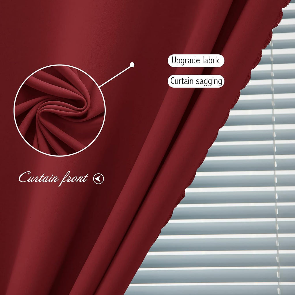 Self Adhesive Curtains, Stick Curtain Blackout Shades Window Cover Curtains for Living Room No Drilling, 47" W X 71" L, Burgundy, 1 Panel