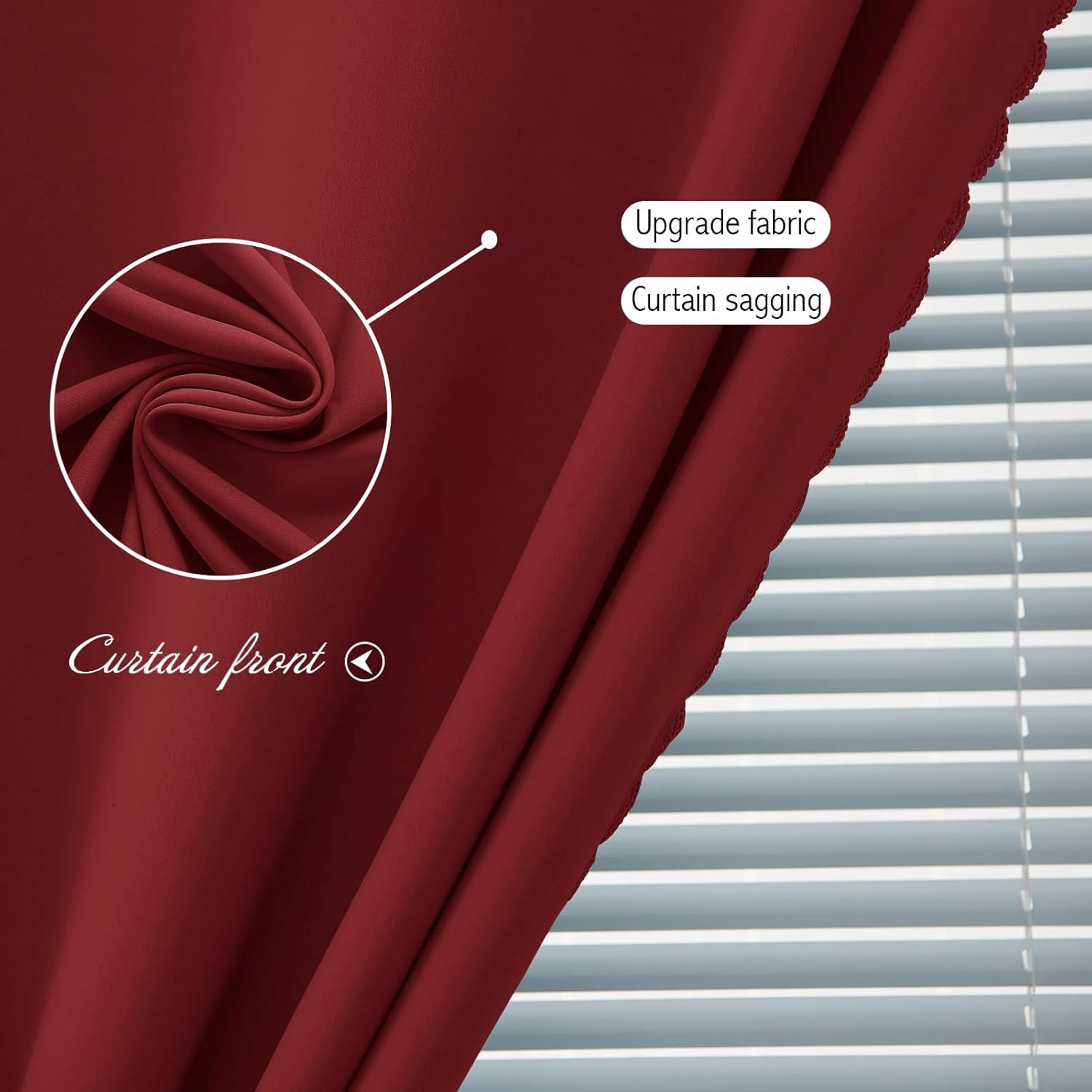 Self Adhesive Curtains, Stick Curtain Blackout Shades Window Cover Curtains for Living Room No Drilling, 35" W X 79" L, Burgundy, 1 Panel