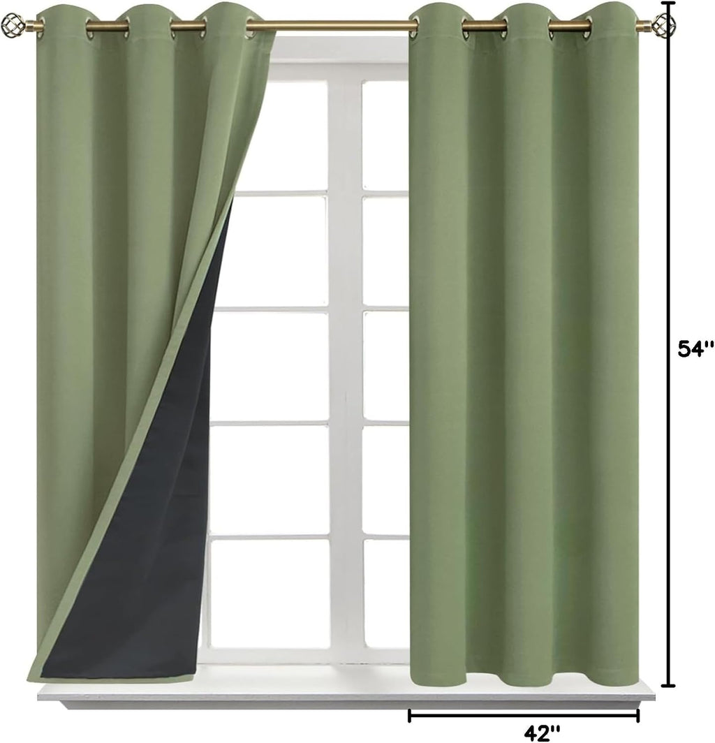 BGment Short 100% Blackout Curtains for Bedroom, Thermal Insulated Energy Efficiency Noise Reducing Grommet Curtains 54 Inch Length with Li…