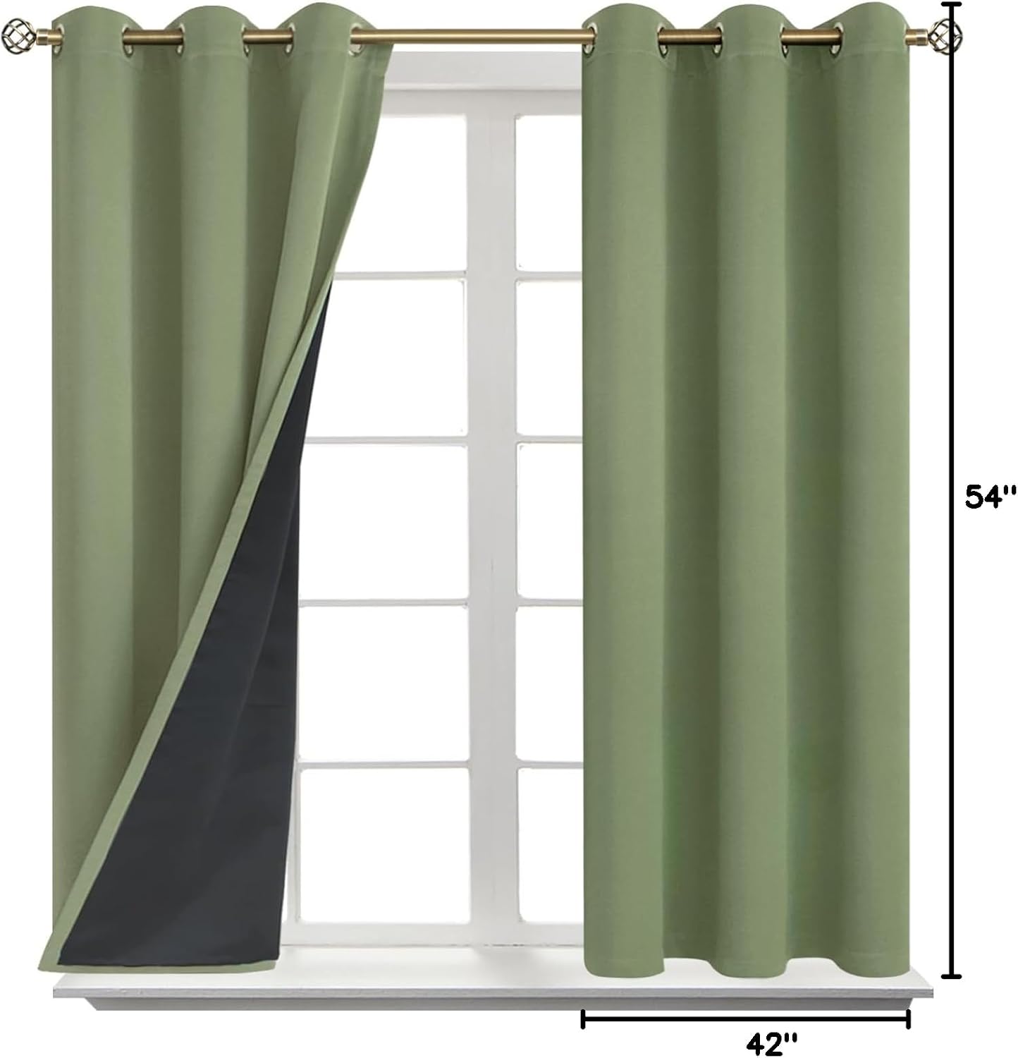 BGment Short 100% Blackout Curtains for Bedroom, Thermal Insulated Energy Efficiency Noise Reducing Grommet Curtains 54 Inch Length with Li…