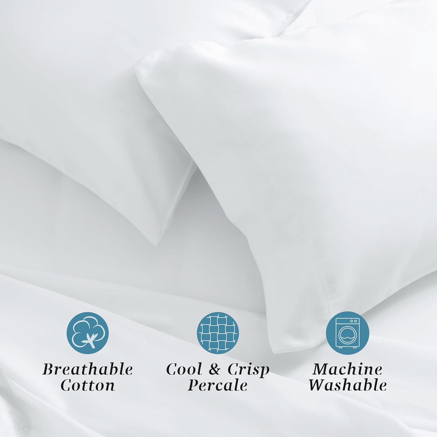 WelhomeByWelspun Welhome Twin Size Bed Sheet Set, 100% Cotton Percale Deep Pocket Super Soft Bedding Set, Cooling, Breathable & Extra Soft,…