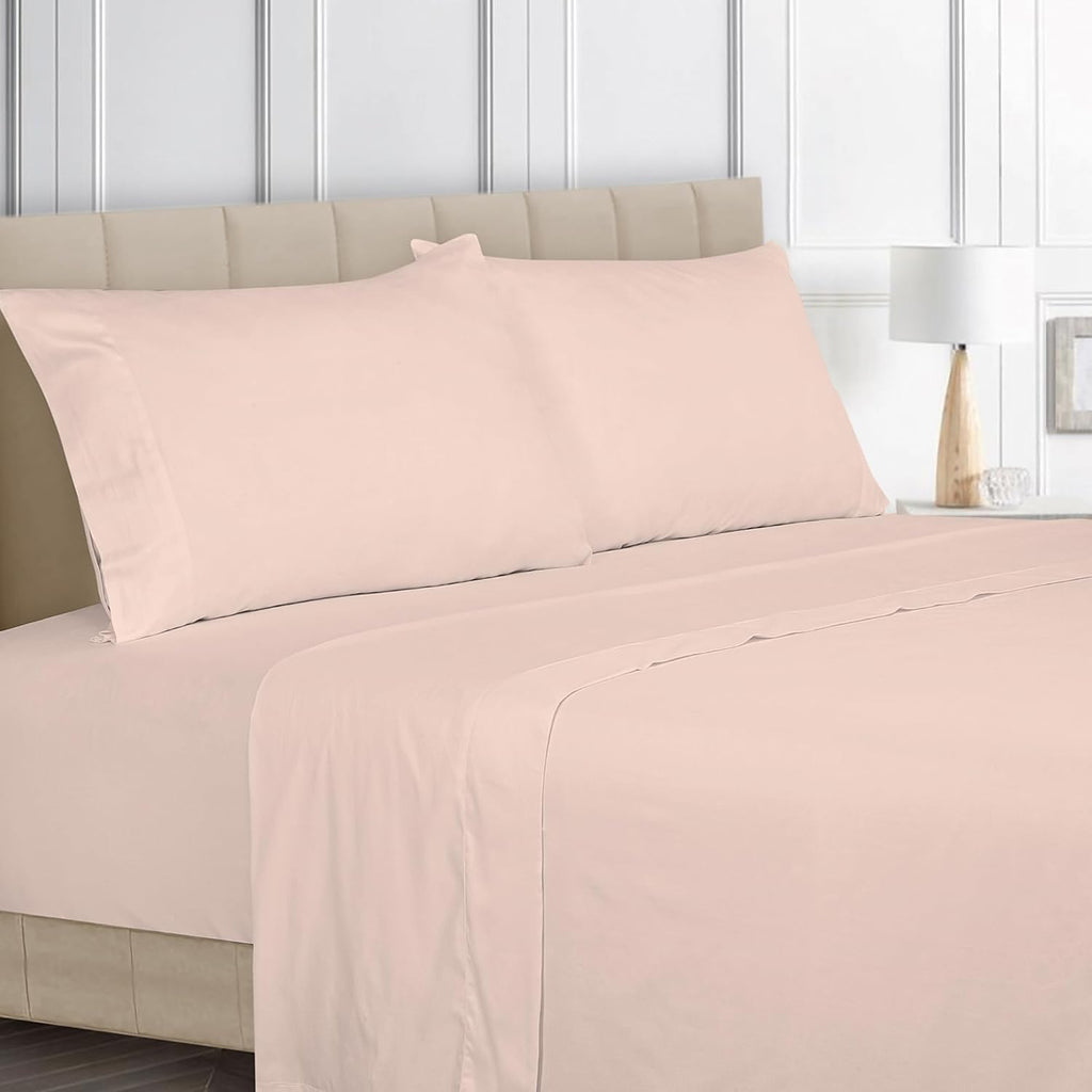 Royalelinens ROYALE LINENS Bamboo Viscose Queen Sheet Set - Cooling Bed Sheet Set - 1 Fitted, 1 Flat & 2 Pillowcase - Fits Up to 16" - Orga…