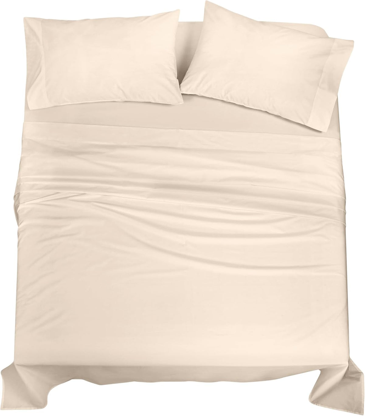 Royalelinens ROYALE LINENS 100% Organic Cotton Full Sheet Set - Percale Weave - 4 Pieces Set - 1 Flat, 1 Deep Pocket Fitted Sheet and 2 Pil…