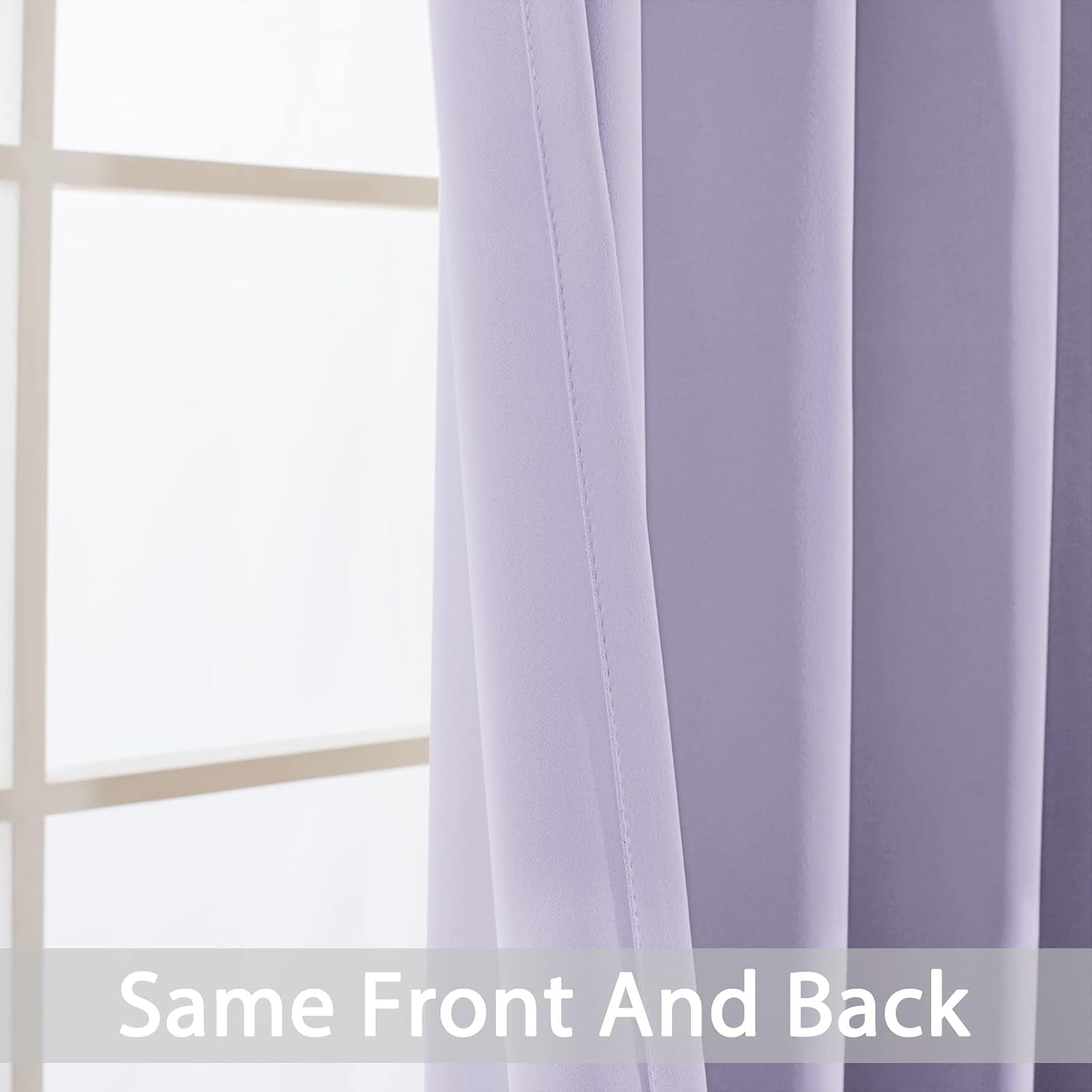 Yakamok Light Blocking Room Darkening Thermal Curtains - Blackout Curtains with Grommet Top for Bedroom/Living Room (62Wx84L, Lilac, 2…