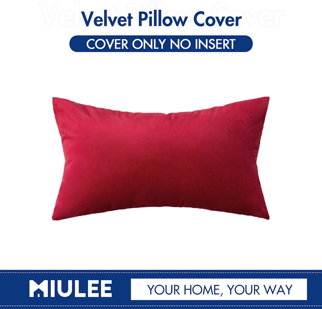 MIULEE Velvet Pillow Cover Christmas Decorative Lumbar Rectangle Pillowcase Soft Solid Cushion Case Home Decor for Couch Sofa Bedroom Car…