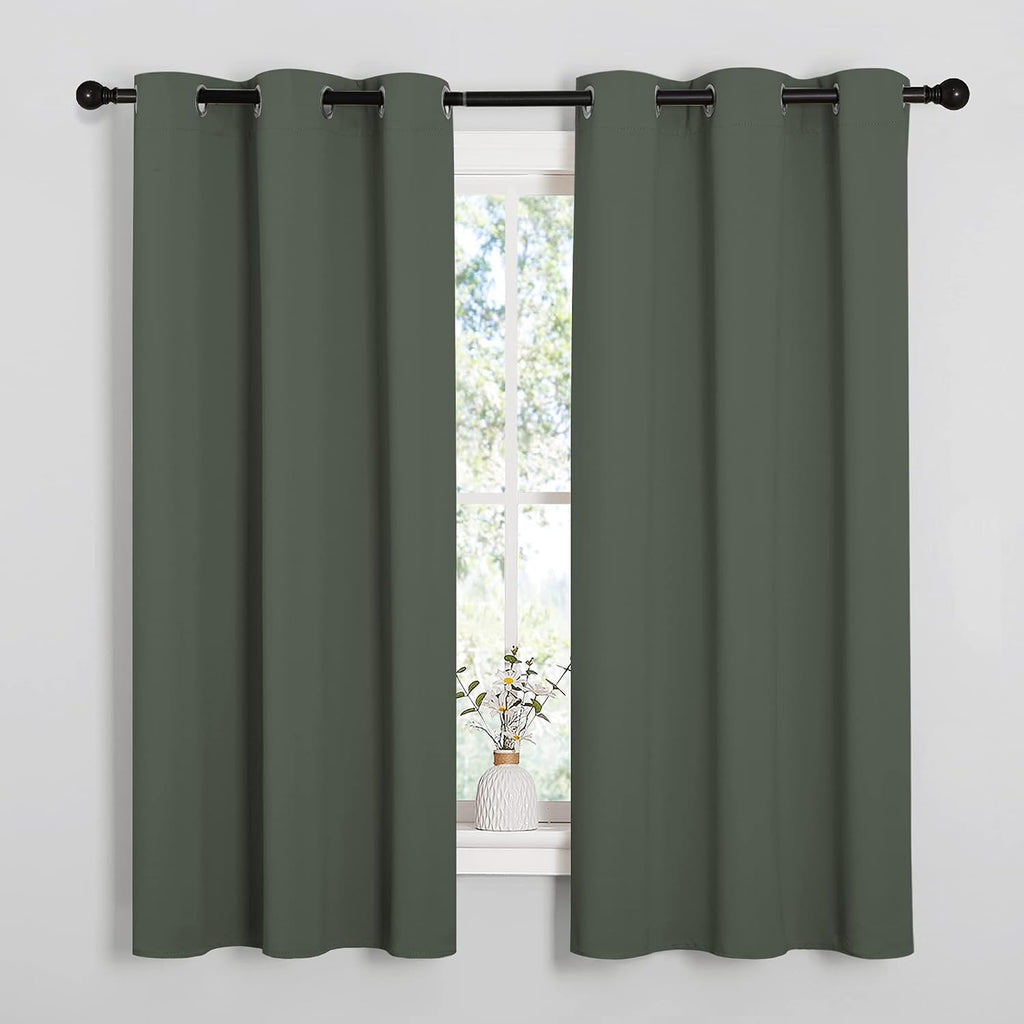 NICETOWN Blackout Curtain Panels, Home Decoration Thermal Insulated Solid Grommet Blackout Drape for Dining Room (Dark Mallard, 1 Pair…