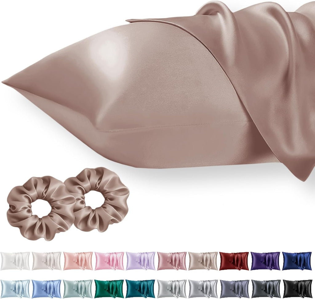 Vielit Standard Satin Pillowcase for Hair 2pc, Similar to Silk Pillow Cases, Easier comfort Than Silk Pillowcase, Gifts for Women Men, Rose…
