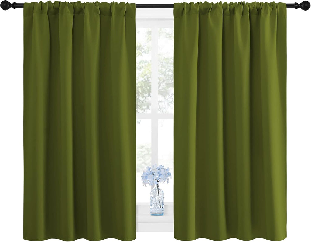 NICETOWN Window Curtains Blackout Drapes, Thermal Insulated Solid Rod Pocket Blackout Draperies for Living Room (1 Pair, 42 by 45 inches…