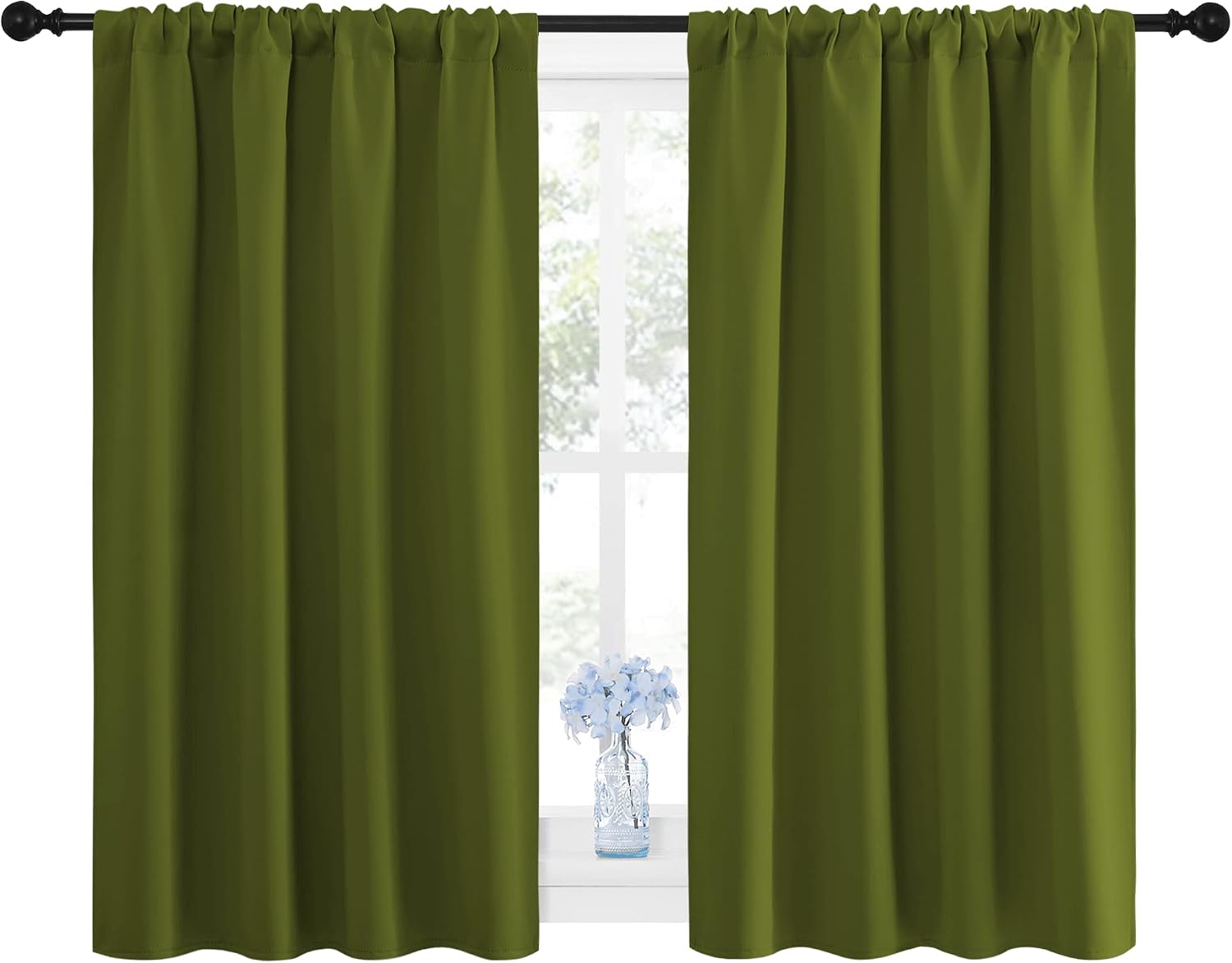NICETOWN Window Curtains Blackout Drapes, Thermal Insulated Solid Rod Pocket Blackout Draperies for Living Room (1 Pair, 42 by 45 inches…