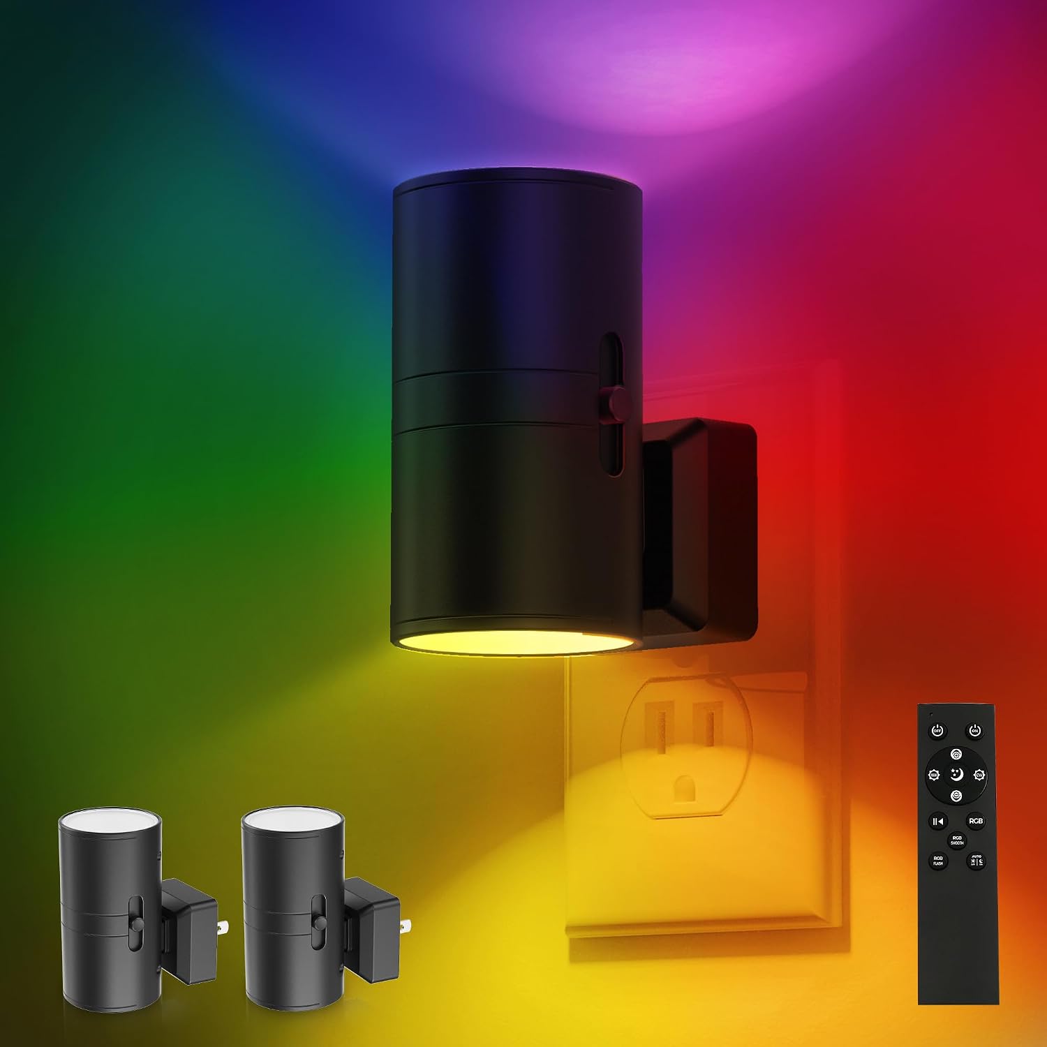 L LOHAS LED Night Light with Remote,[2Pack] Night Lights Plug into Wall, RGB Color Changing Nightlight with Light Sensor, Nightlights for…