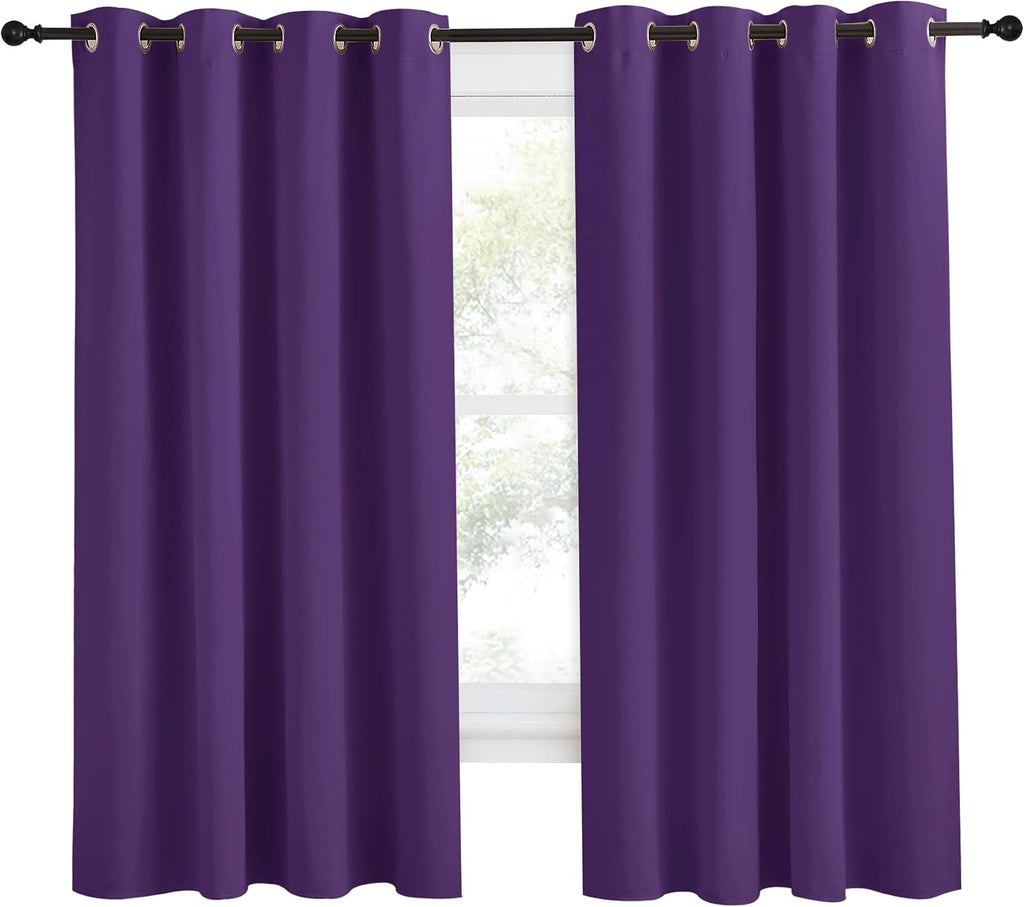 NICETOWN Blackout Window Curtain Short, 55W x 68L, Sold Individually, Royal Purple Color, Home Fashion Thermal Insulated Room Darkening…