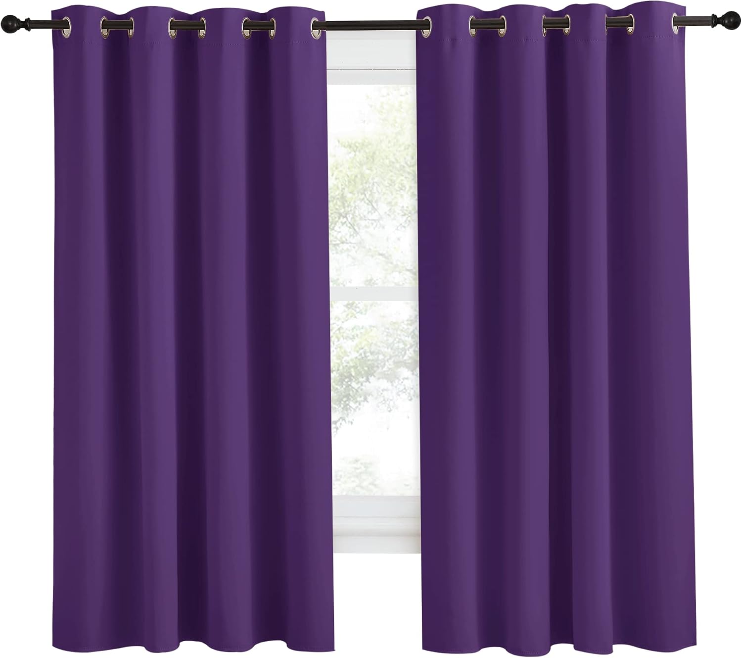 NICETOWN Blackout Window Curtain Short, 55W x 68L, Sold Individually, Royal Purple Color, Home Fashion Thermal Insulated Room Darkening…