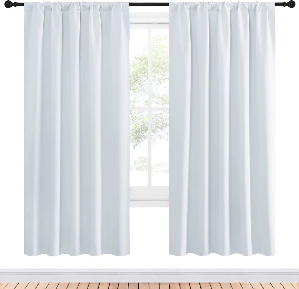 NICETOWN Bedroom Window Curtain Panels - Window Treatment Thermal Insulated Rod Pocket Room Darkening Drapes for Patio Door (Greyish…