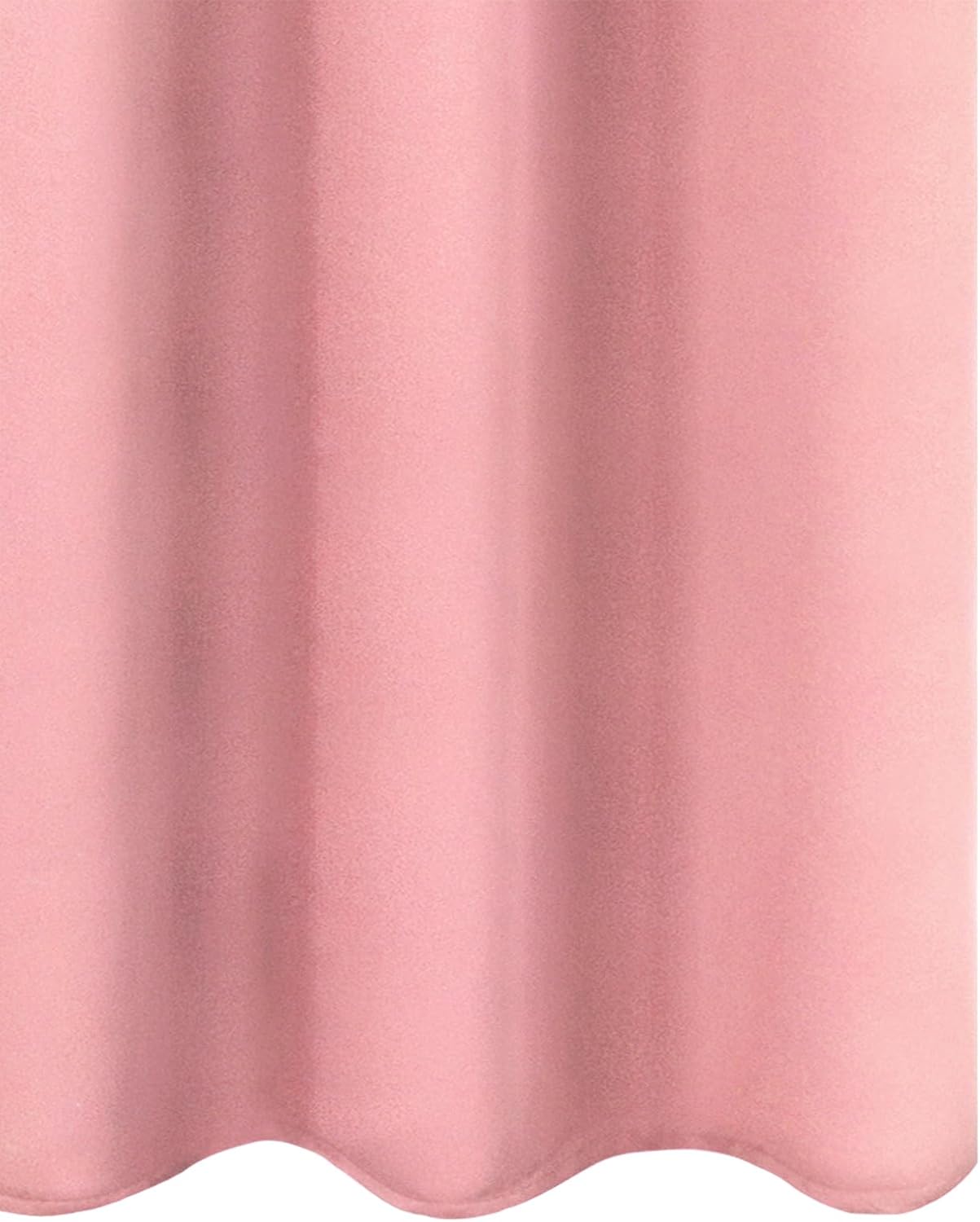 Lemomo Blackout Curtains 66 x 54 Inch Long Pink Curtains Set of 2 Panels Room Darkening Curtains for Bedroom and Living Room 54 Inch Pink