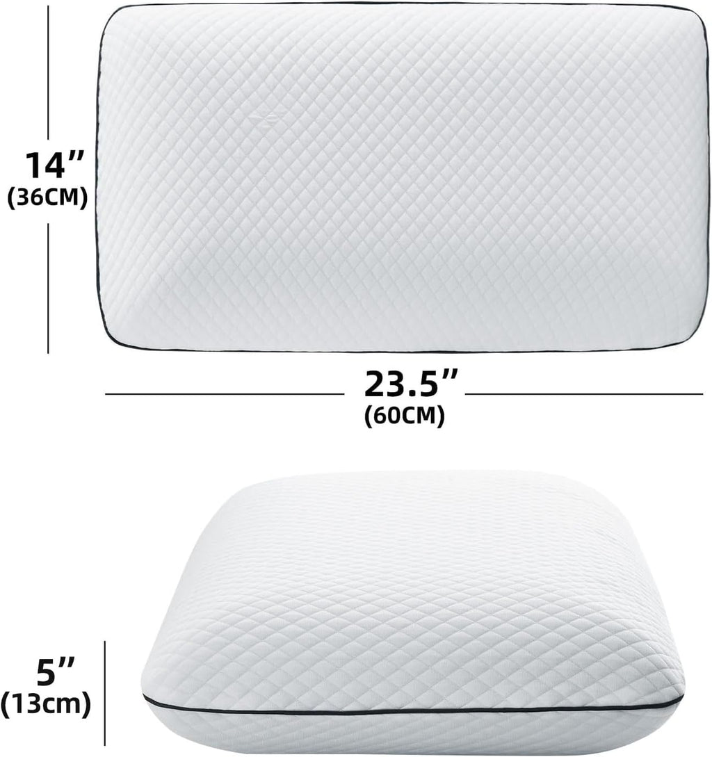 Soft Memory Foam Pillow, Gel Pillow for Back and Side Sleeper, Medium-Soft,150 Breathable Holes, Oeko-TEX & CertiPUR-US…
