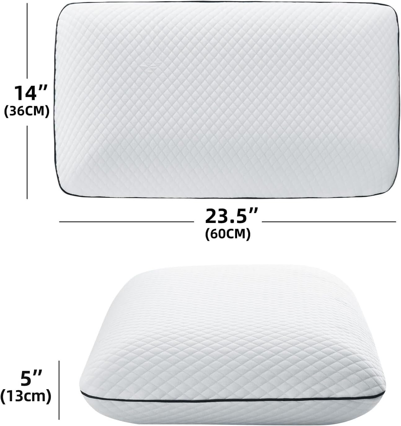 Soft Memory Foam Pillow, Gel Pillow for Back and Side Sleeper, Medium-Soft,150 Breathable Holes, Oeko-TEX & CertiPUR-US…