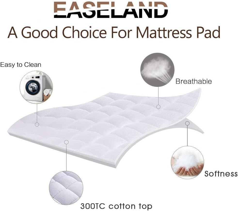 EASELAND RV Short Queen Mattress Pad Pillow Top Quilted Fitted Cooling Mattress Protector Cover Topper Cotton 8-21" Deep Pocket (60x75…
