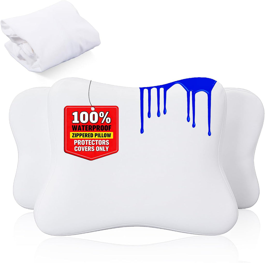 Hahafelt Waterproof Pillow Protector with Zipper Cervical Neck Pillowcase (Only Pillowcase) Cooling Ergonomic Pillow Cover for Side Back St…