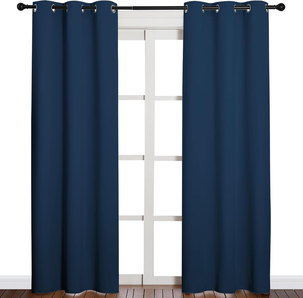 NICETOWN 84 inches Blackout Curtains for Office and Theater, Thermal Insulated Solid Grommet Drapes for Living Room (Moroccan Blue, 1…