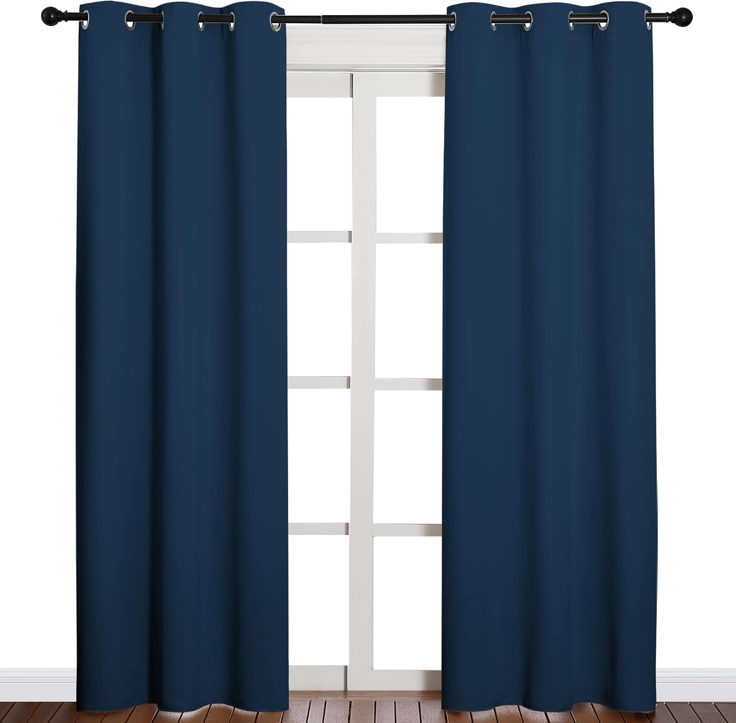 NICETOWN 84 inches Blackout Curtains for Office and Theater, Thermal Insulated Solid Grommet Drapes for Living Room (Moroccan Blue, 1…