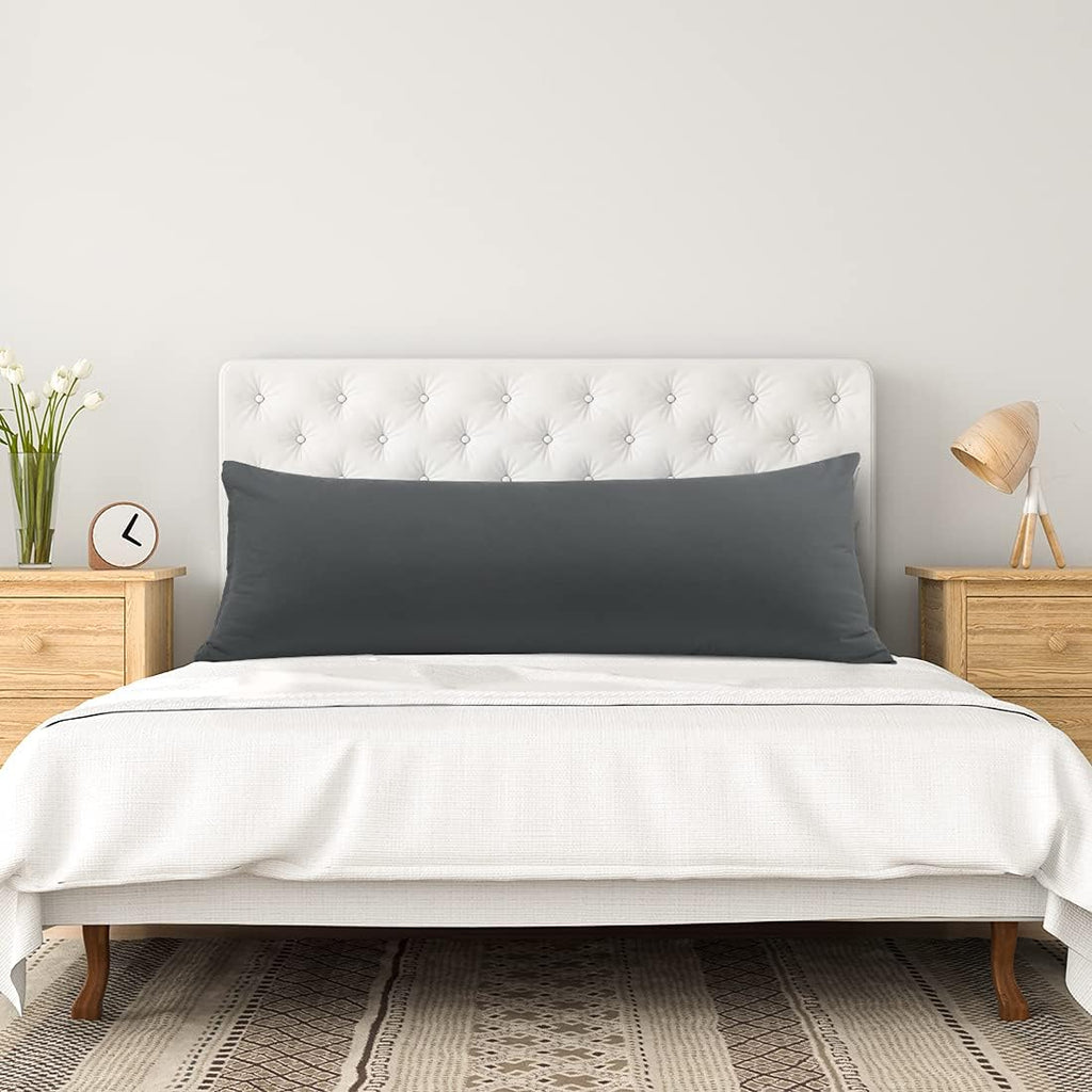 PiccoCasa Body Pillow Cover with Zipper Closure, 110 GSM Brushed Microfiber Pillowcase for 20"x54" Body Pillow, Grey cotton Grey