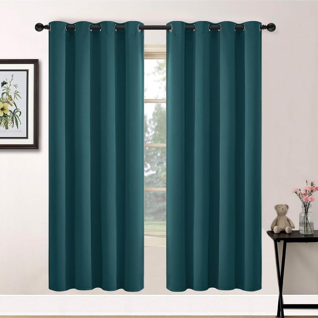 Yakamok Blackout Curtains for Bedroom 2 Panels Set 72 Inch Length Thermal Insulated Room Darkening Dark Black Out Drapery Grommet Window…