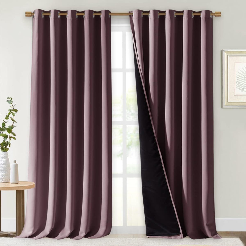 Nicetown Dry Rose 100% Blackout Curtains for Windows, Super Heavy-Duty Black Lined Total Darkness Drapes for Bedroom, Privacy Assured Windo…