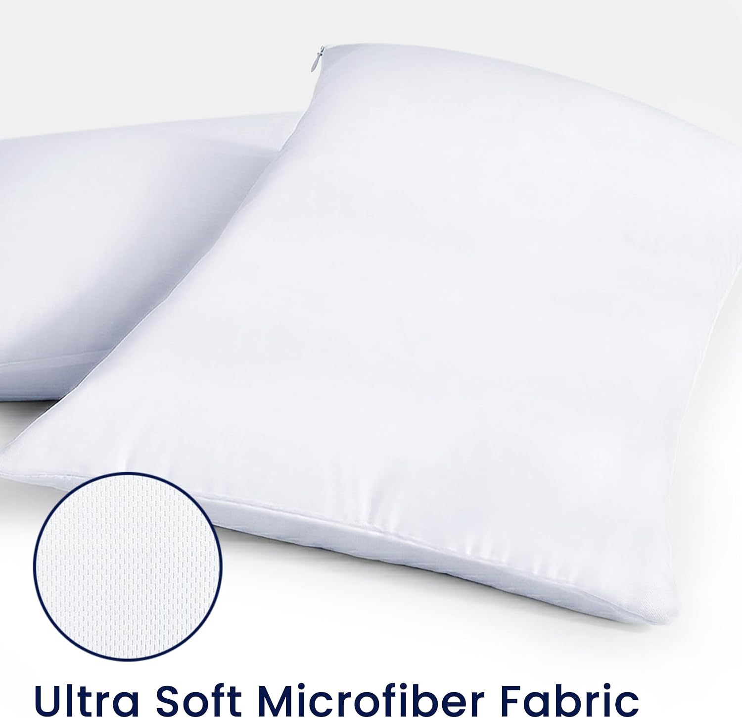 Waterproof Standard Size Pillow Protectors Set of 4 – Soft Microfiber Zippered Pillow Case Protector, Noiseless Breathable TPU Backed…