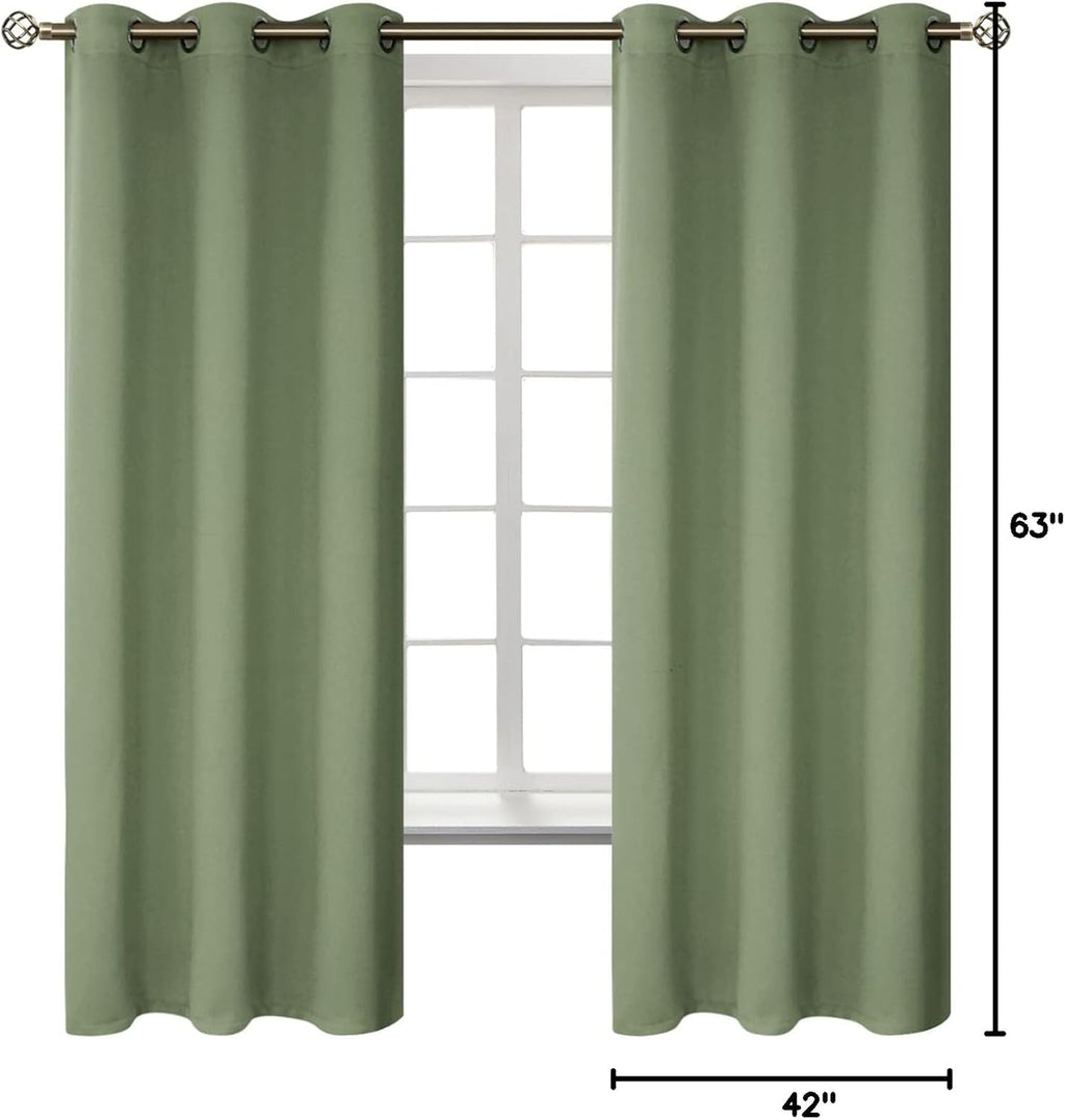 BGment Grass Green Black Out Curtains 63 Inch Long for Bedroom - Spring Style Room Decor Thermal Insulated Grommet Minimalist Window Treatm…