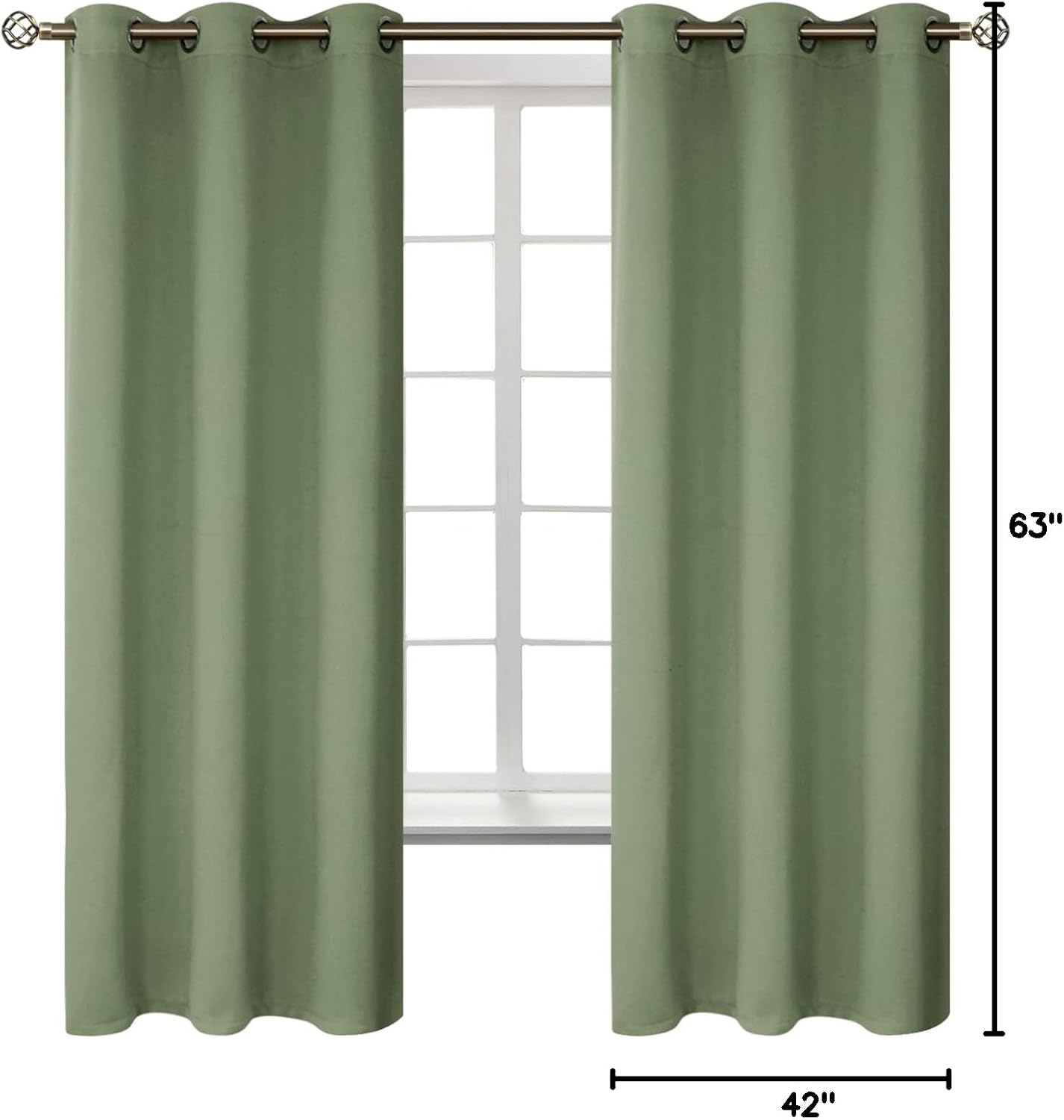 BGment Grass Green Black Out Curtains 63 Inch Long for Bedroom - Spring Style Room Decor Thermal Insulated Grommet Minimalist Window Treatm…