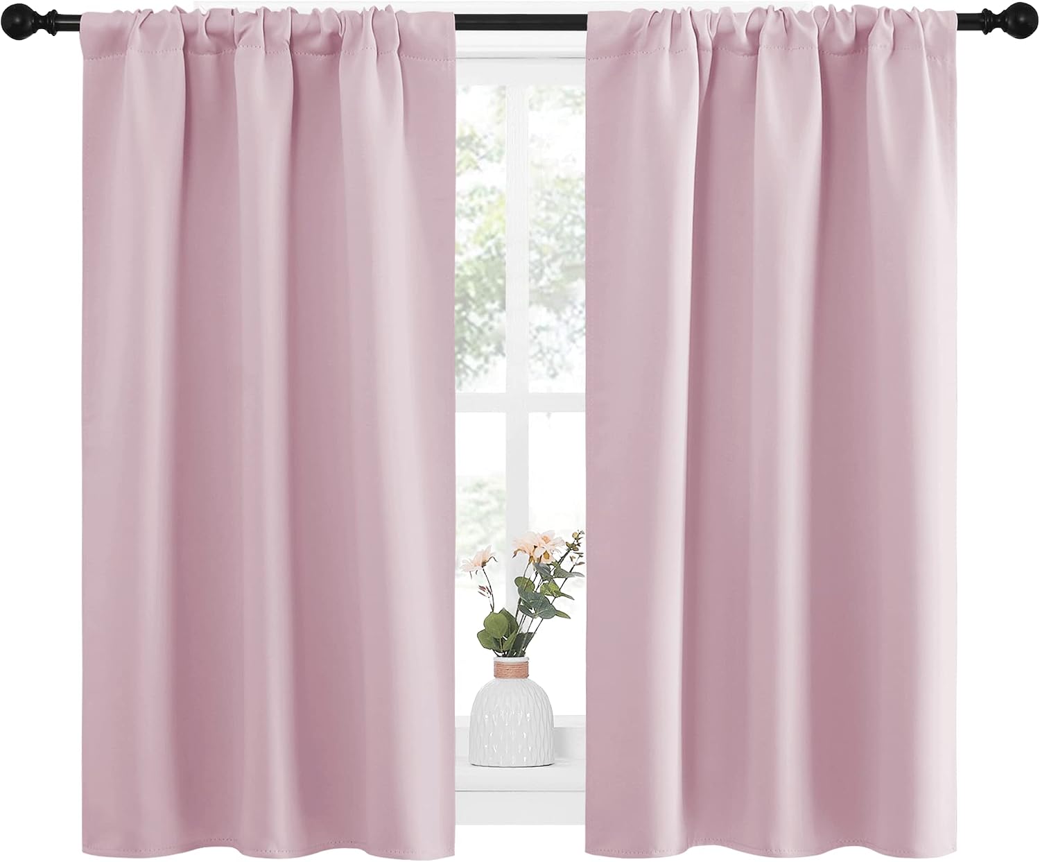 NICETOWN Kitchen Curtains Thermal Insulated Curtains & Drapes, Small Window Blackout Curtain Panels for Girls Room (Lavender Pink, 34 in…