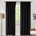 BGment Black Blackout Curtains for Bedroom 90 Inch Length, Rod Pocket 100% Blackout Curtains with Thermal Liner Room Darkening Curtains…