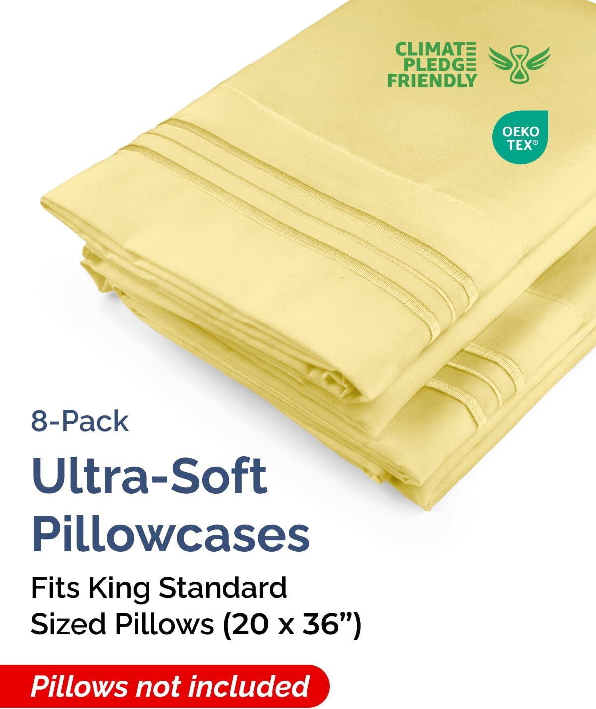 King Standard Pillow Cases Set of 8 - Ultra Soft Hotel Quality Pillowcase Covers - Comfy & Wrinkle Free - Shrink & Fade Resistant…
