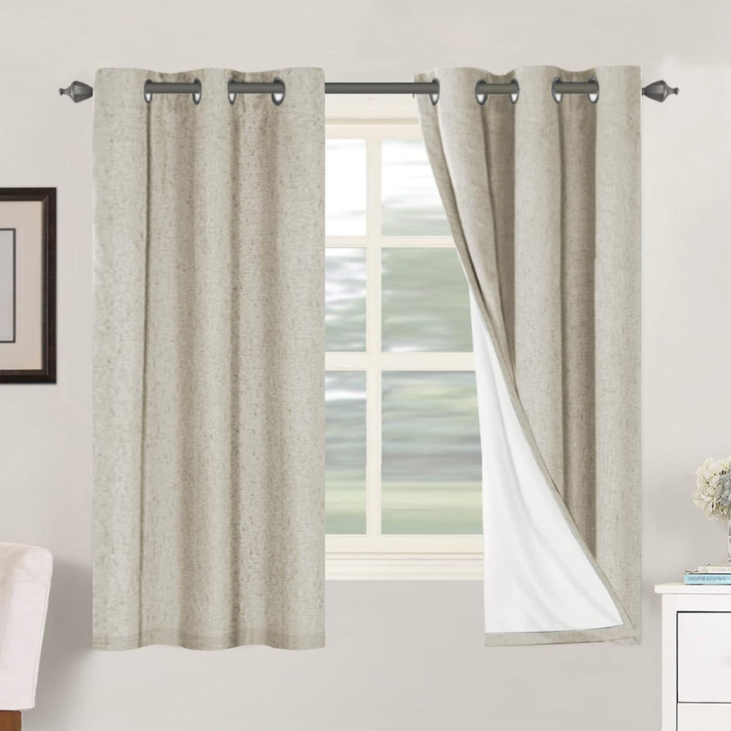 H.VERSAILTEX 100% Blackout Curtains for Bedroom Thermal Insulated Linen Textured Curtains Heat and Full Light Blocking Drapes Living Room…