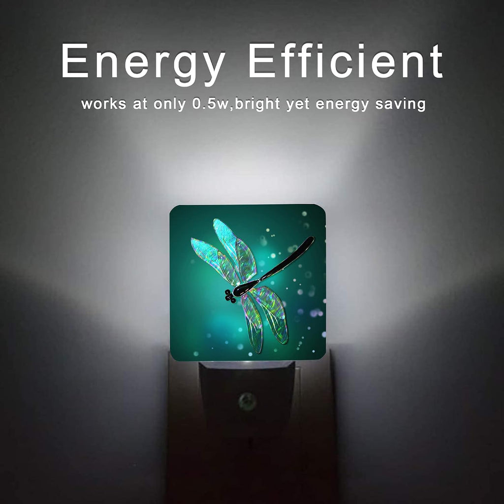 Dragonfly Night Light, Fantasy Green Dragonfly Plug-in Night Lights with Dusk-to-Dawn Sensor for Bedroom, Bathroom and Living Room Sleep…