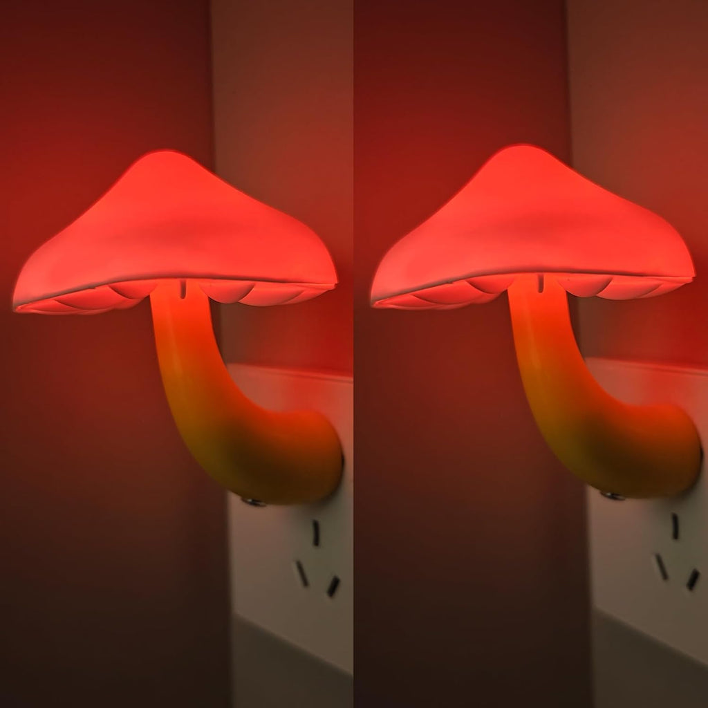 APAKI LED Mushroom Night Light Plug in Lamp, 2 Pack Red Night Lights Plug into Wall, Dusk to Dawn Sensor NightLight for Adults Kids…