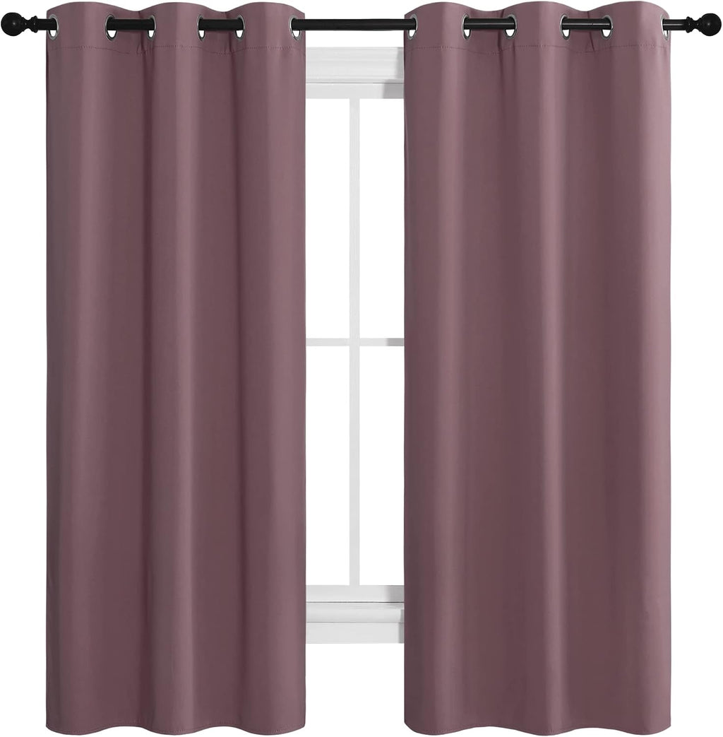 NICETOWN Dry Rose Room Darkening Curtains for Kitchen, Set of 2, 42 inches Wide by 68 inches Long, Window Treatment Thermal Insulated…