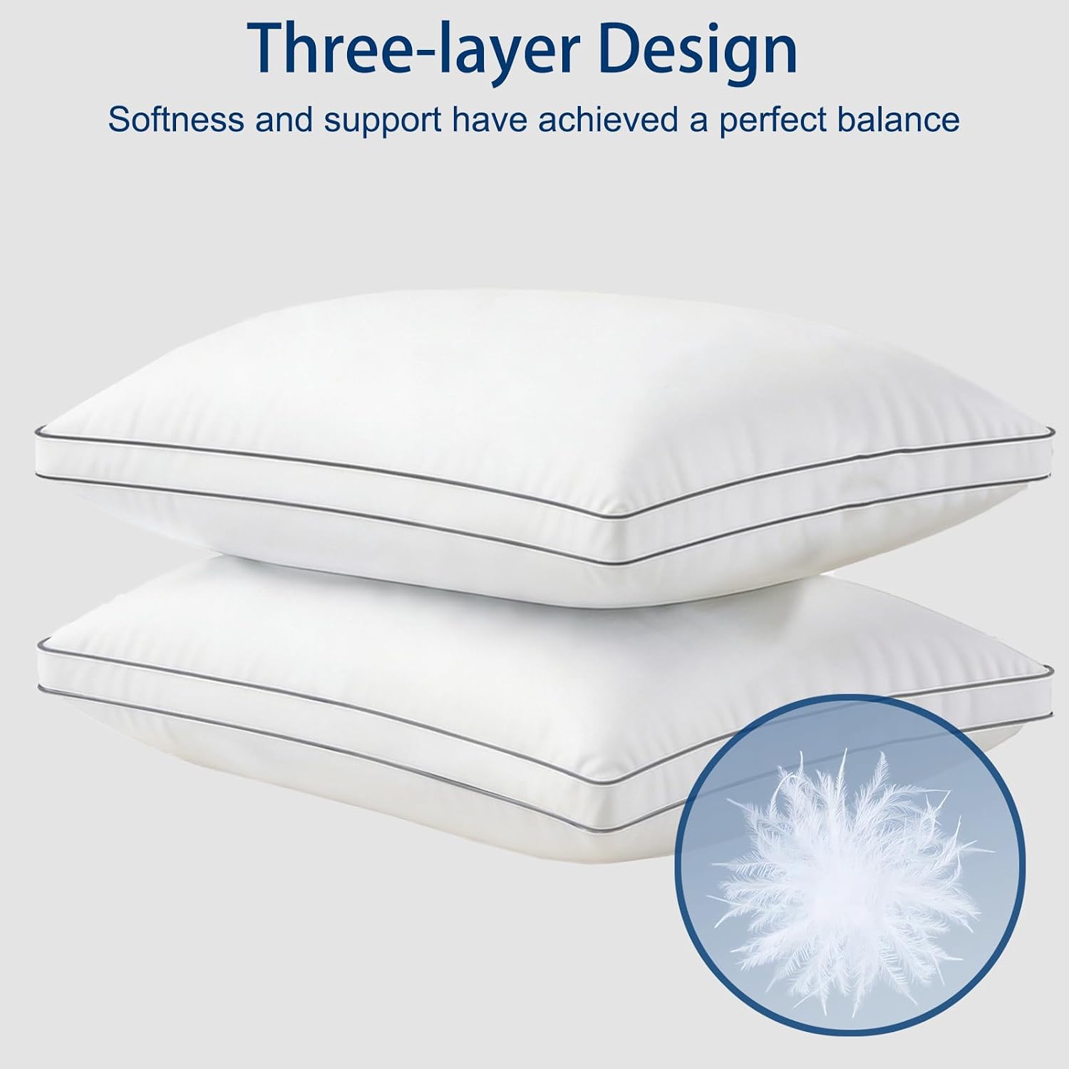 Goose Down Pillow King Size - 3-Chamber Gusseted Design for Balanced Neck Support - Luxury Hotel Collection Bed Pillow - Soft Medium…