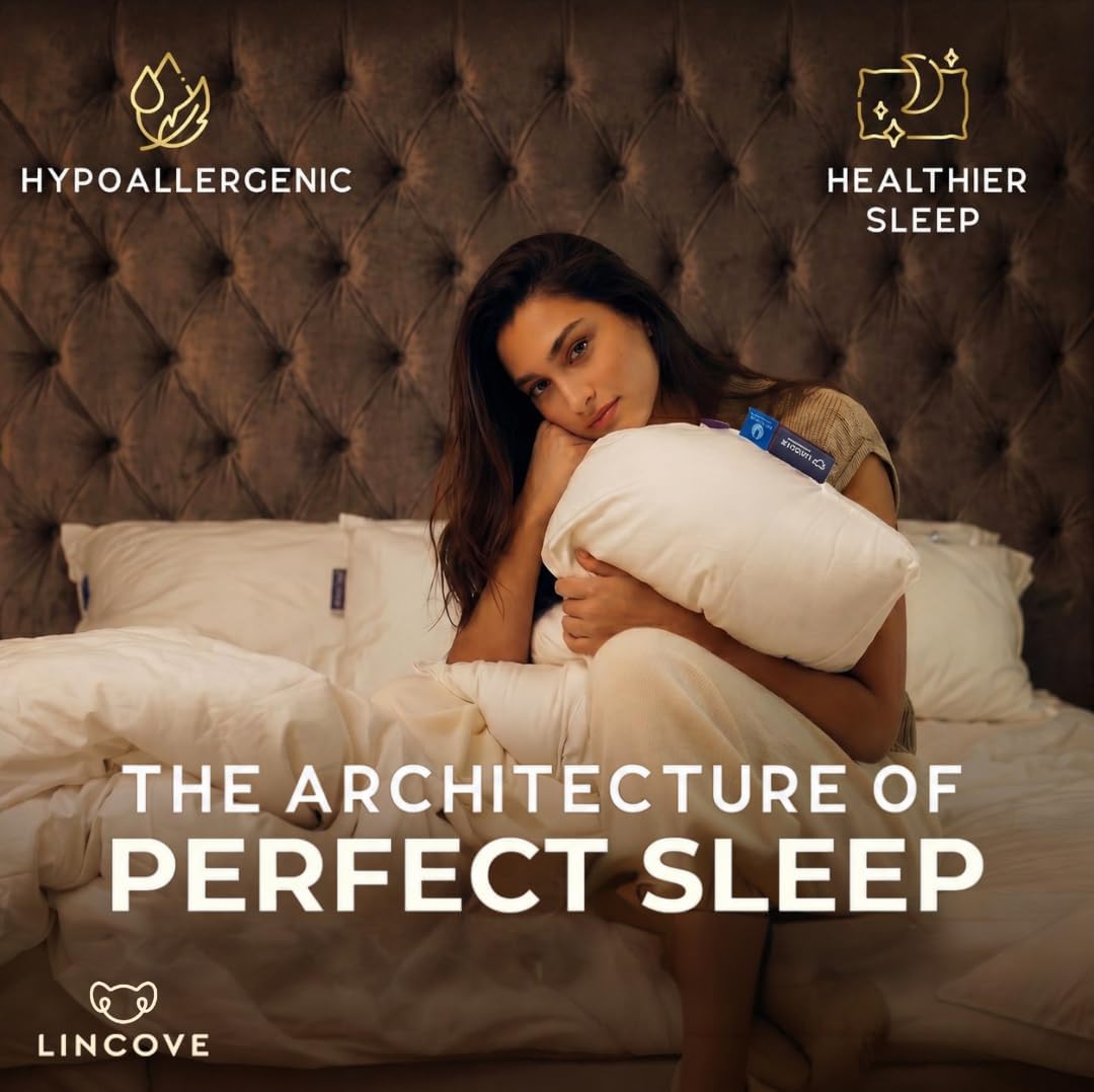Lincove Cloud Natural Canadian Down Pillow, White Luxury Sleeping Pillow - 625 Fill Power, 500 Thread Count Cotton Shell, Made in Canada…