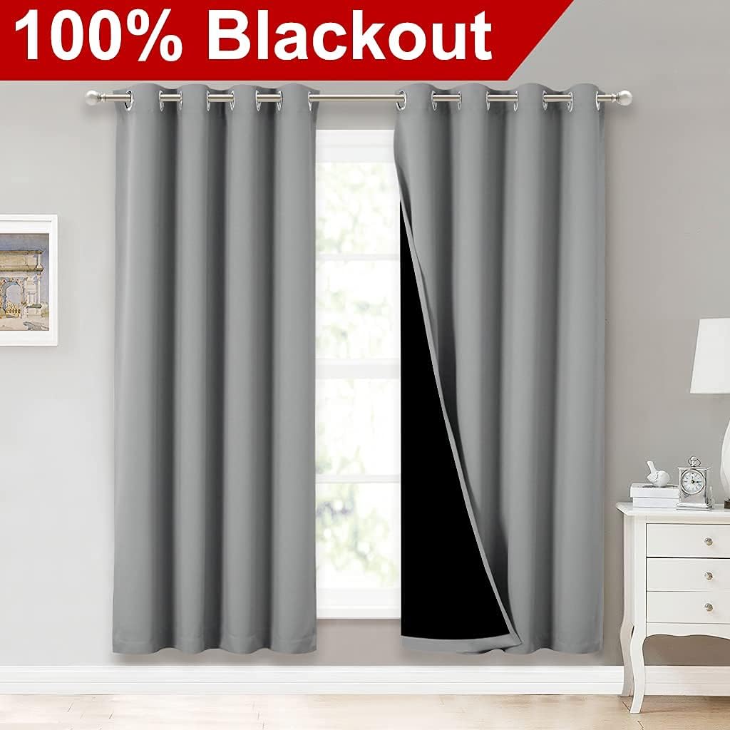 Nicetown Full Shade Curtain Panels, Pair of Energy Smart & Noise Blocking Out Blackout Drapes for Dining Room Window, Thermal Insulated Gue…