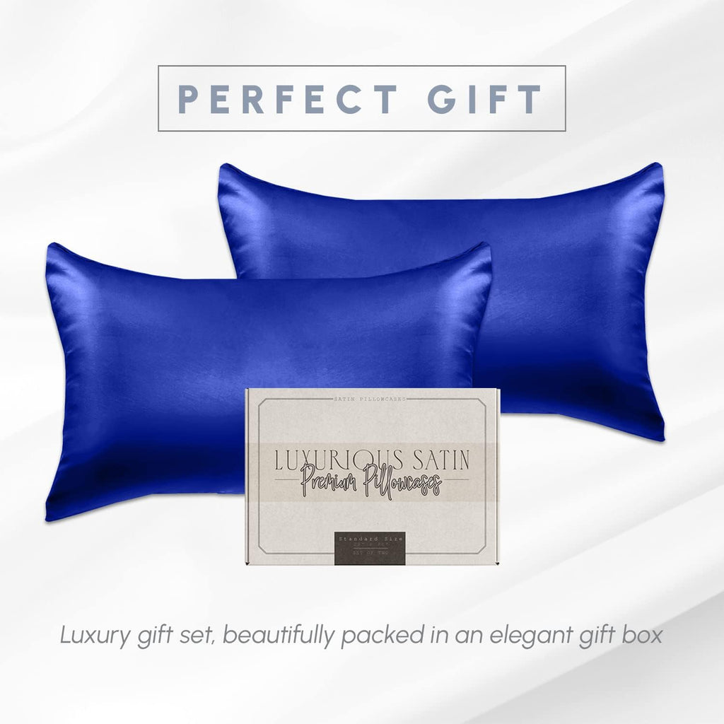 Elegantcomfort Elegant Comfort 2-Pack Standard/Queen Satin Pillowcase Set with Hidden Zipper Closure, Silky Smooth for Hair and fabric…