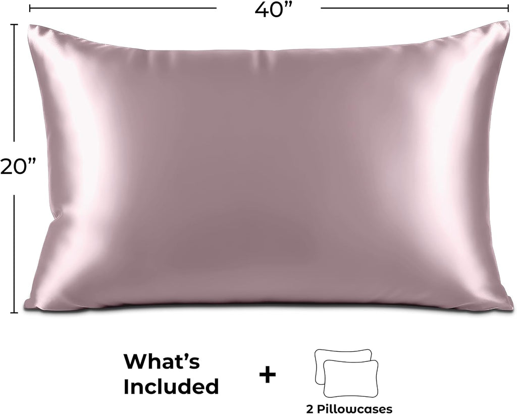 PureBedding Pure Bedding Satin Pillowcase 2 Pack - King Size (20"x40", Champagne Pink) - Silky Pillow Cases for Hair and Skin - Satin Pillo…