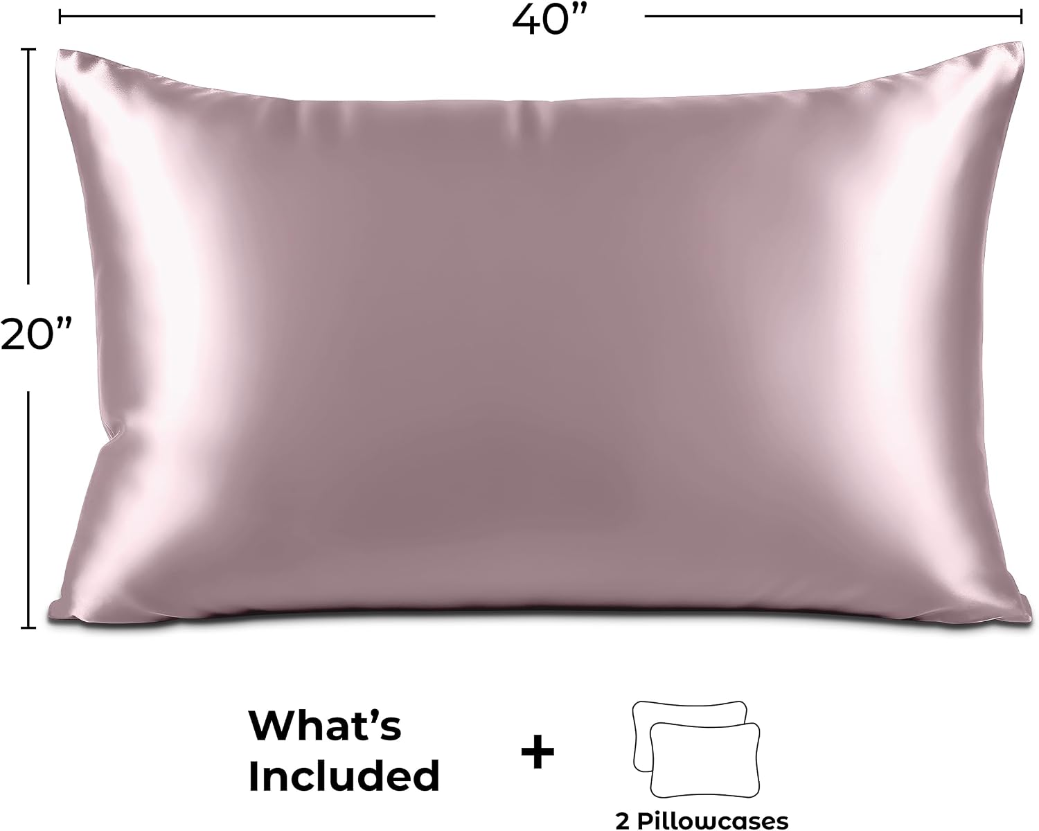 PureBedding Pure Bedding Satin Pillowcase 2 Pack - King Size (20"x40", Champagne Pink) - Silky Pillow Cases for Hair and Skin - Satin Pillo…