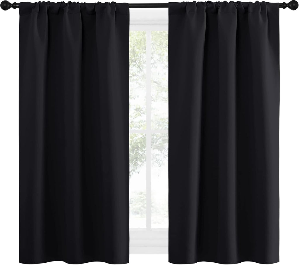 NICETOWN Black Out Curtain Panels for Kitchen - Energy Smart Decoration Thermal Insulating Blackout Drapes/Draperies for Small Window (2…