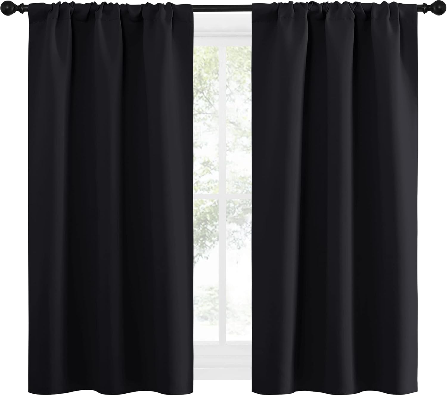 NICETOWN Black Out Curtain Panels for Kitchen - Energy Smart Decoration Thermal Insulating Blackout Drapes/Draperies for Small Window (2…