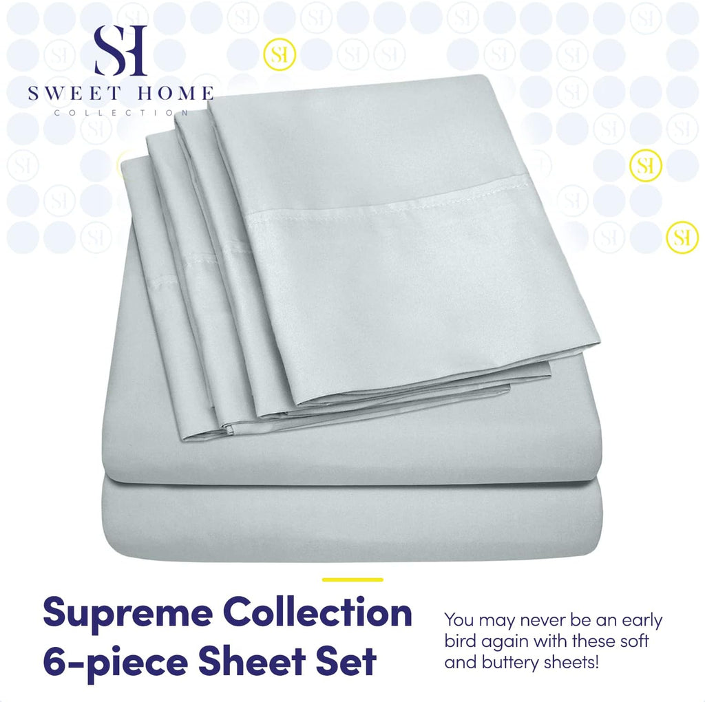 Queen Sheets Blue Porclain - 6 Piece 1500 Supreme Collection Fine Brushed Microfiber Deep Pocket Queen Sheet Set Bedding - 2 Extra Pillow…