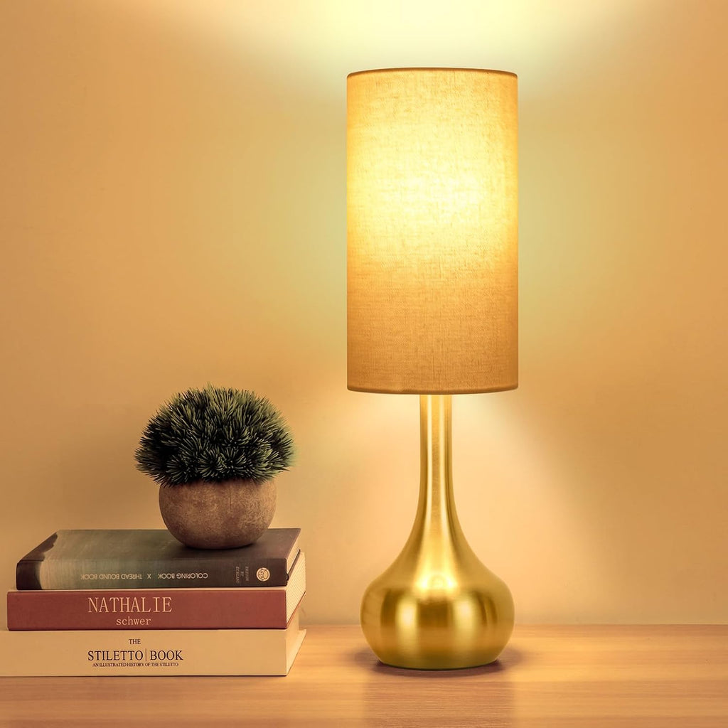 Ledikon Touch Gold Table Lamp for Nightstand, 3-Way Dimmable, Space Saving & No Assembly Required, Upgraded Small Bedside Lamp for Bedroom,…